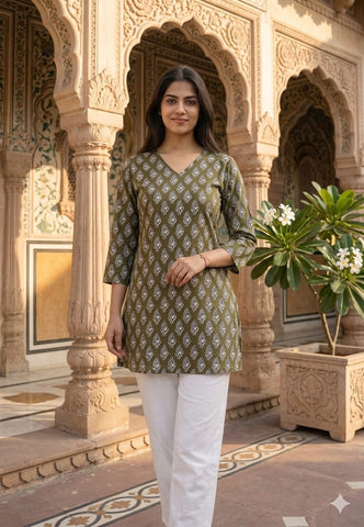 Bagru Block Printed Cotton Short Kurti