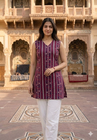 Bagru Block Printed Cotton Short Kurti