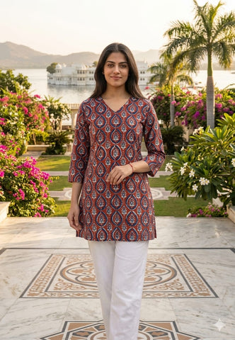 Bagru Block Printed Cotton Short Kurti