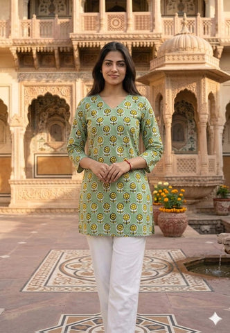 Bagru Block Printed Cotton Short Kurti