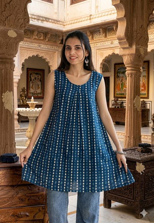 Bagru Block Printed Cotton Short Kurti