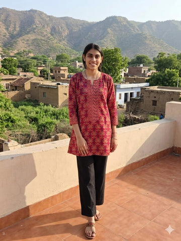 Bagru Block Printed Cotton Short Kurti