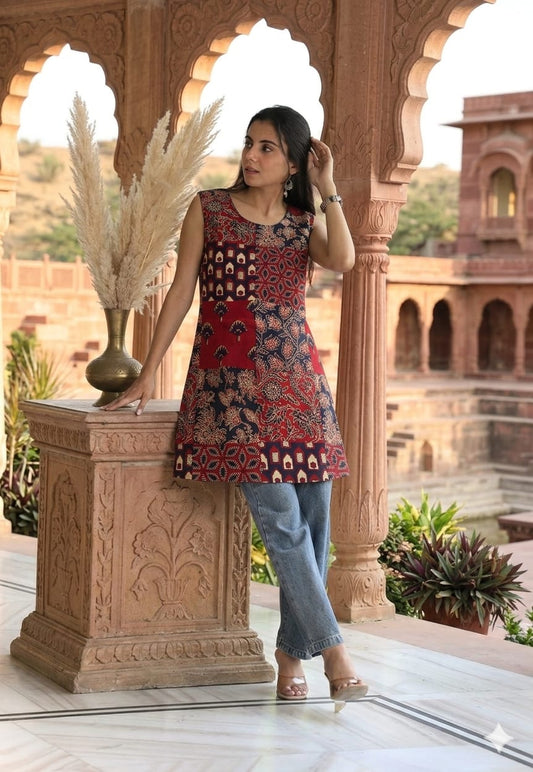 Bagru Block Printed Cotton Short Kurti
