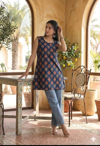 Bagru Block Printed Cotton Short Kurti