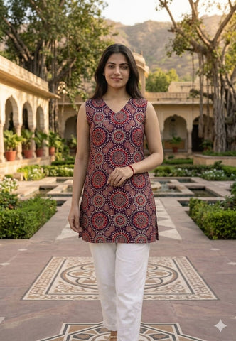 Bagru Block Printed Cotton Short Kurti