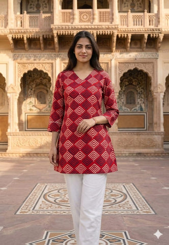 Bagru Block Printed Cotton Short Kurti