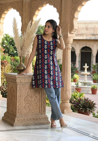 Bagru Block Printed Cotton Short Kurti