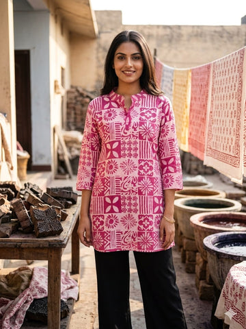 Bagru Block Printed Cotton Short Kurti