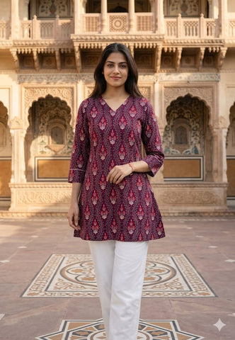 Bagru Block Printed Cotton Short Kurti