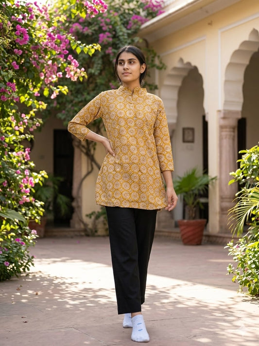 Bagru Block Printed Cotton Short Kurti