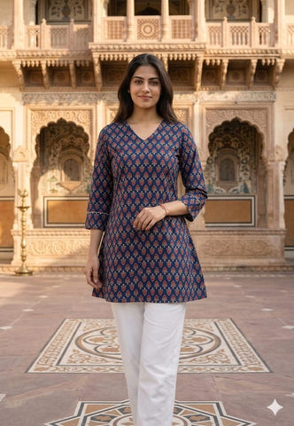 Bagru Block Printed Cotton Short Kurti