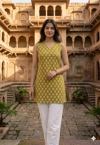 Bagru Block Printed Cotton Short Kurti