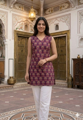 Bagru Block Printed Cotton Short Kurti