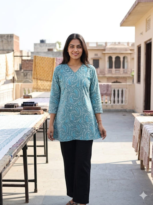 Bagru Block Printed Cotton Short Kurti