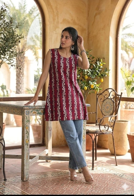 Bagru Block Printed Cotton Short Kurti