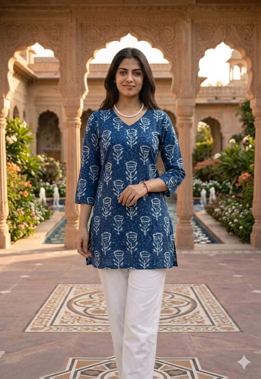 Bagru Block Printed Cotton Short Kurti
