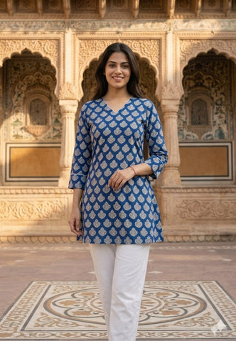 Bagru Block Printed Cotton Short Kurti