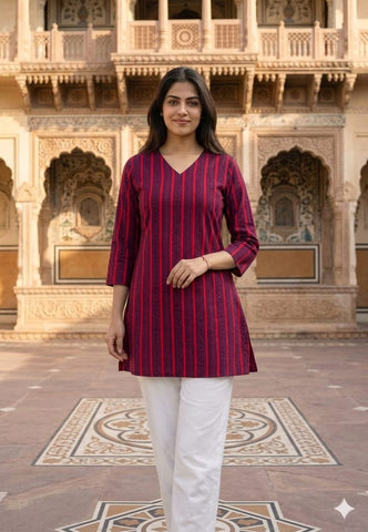 Bagru Block Printed Cotton Short Kurti