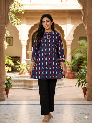 Bagru Block Printed Cotton Short Kurti