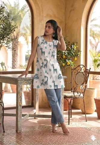 Bagru Block Printed Cotton Short Kurti