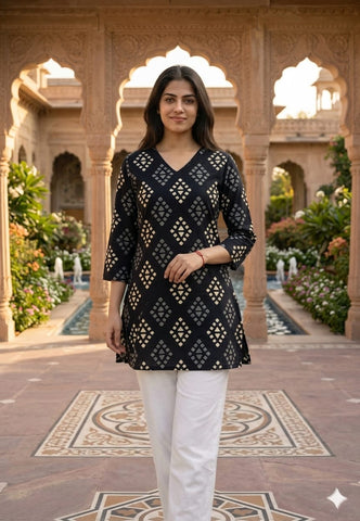 Bagru Block Printed Cotton Short Kurti