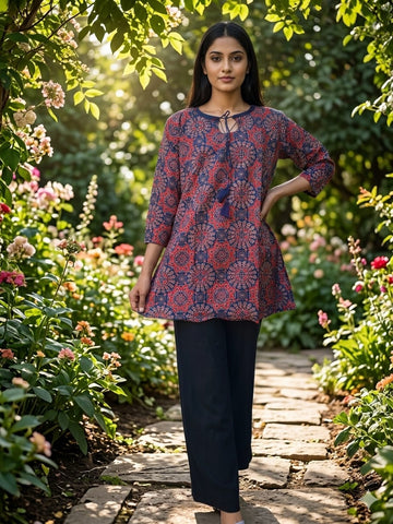 Bagru Block Printed Cotton Short Kurti