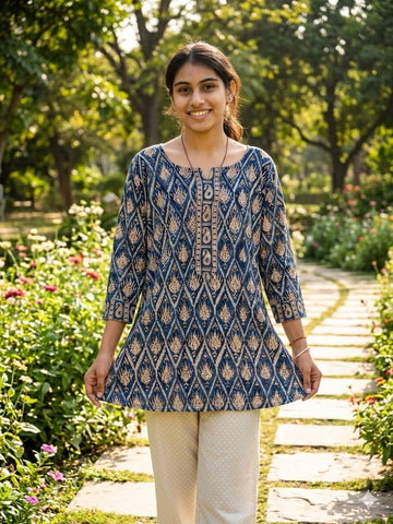 Bagru Block Printed Cotton Short Kurti