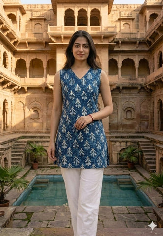 Bagru Block Printed Cotton Short Kurti