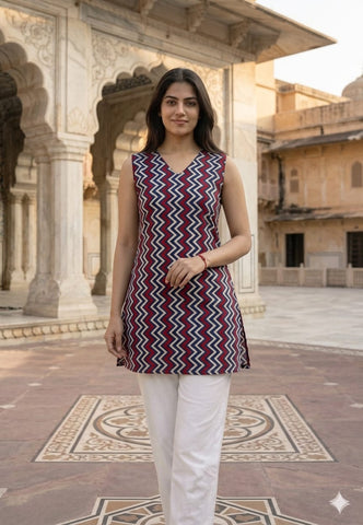 Bagru Block Printed Cotton Short Kurti