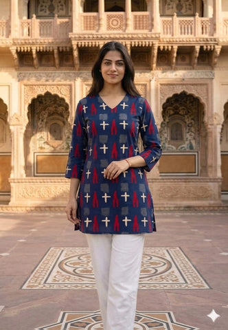 Bagru Block Printed Cotton Short Kurti