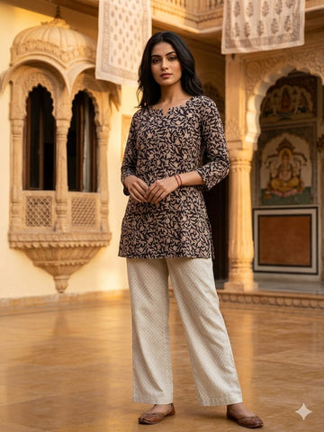 Bagru Block Printed Cotton Short Kurti