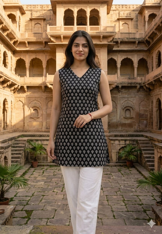 Bagru Block Printed Cotton Short Kurti
