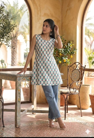 Bagru Block Printed Cotton Short Kurti
