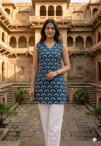 Bagru Block Printed Cotton Short Kurti