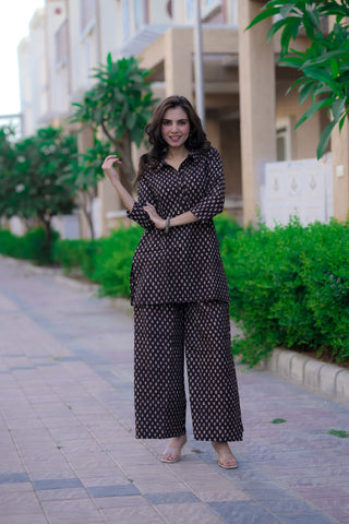 Bagru Handblock Printed Kurti Plazo