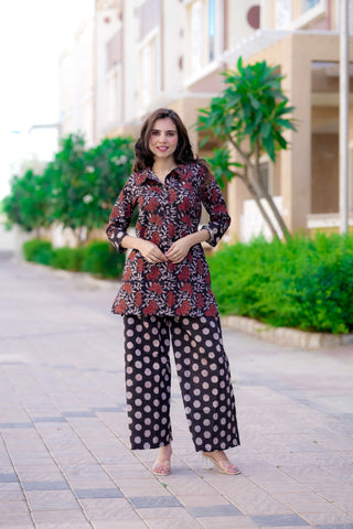 Bagru Handblock Printed Kurti Plazo