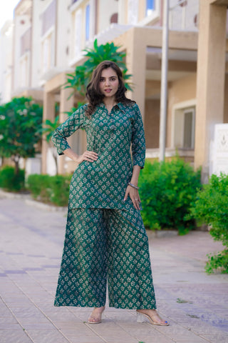 Bagru Handblock Printed Kurti Plazo