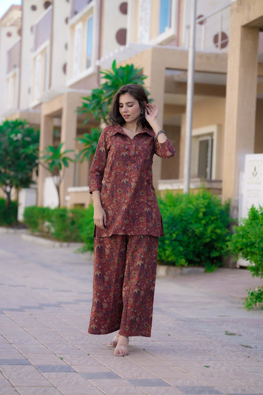 Bagru Handblock Printed Kurti Plazo