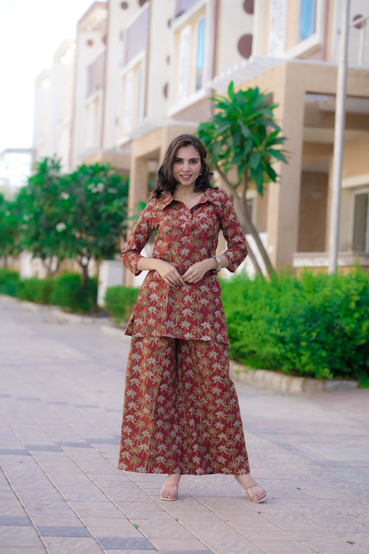 Bagru Handblock Printed Kurti Plazo