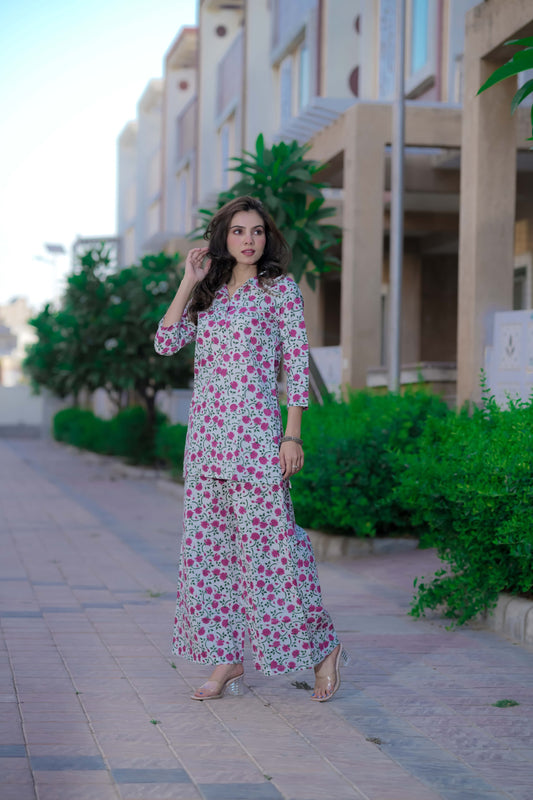 Bagru Handblock Printed Kurti Plazo
