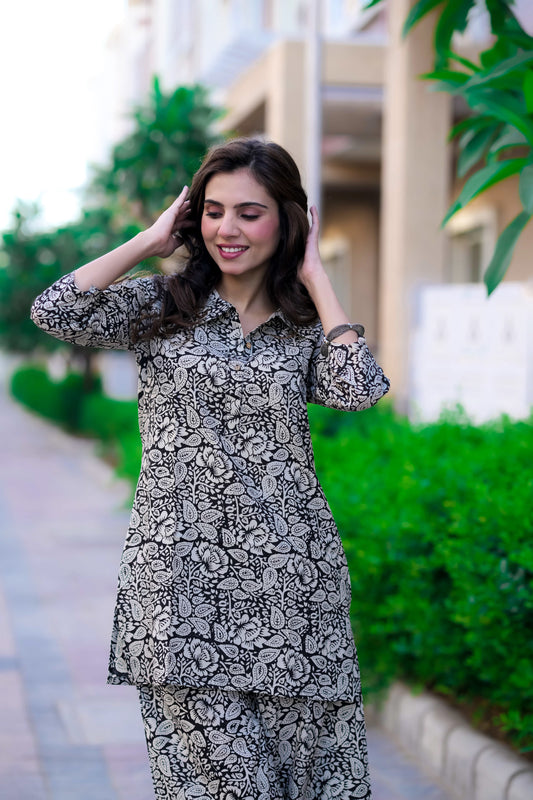Bagru Handblock Printed Kurti Plazo