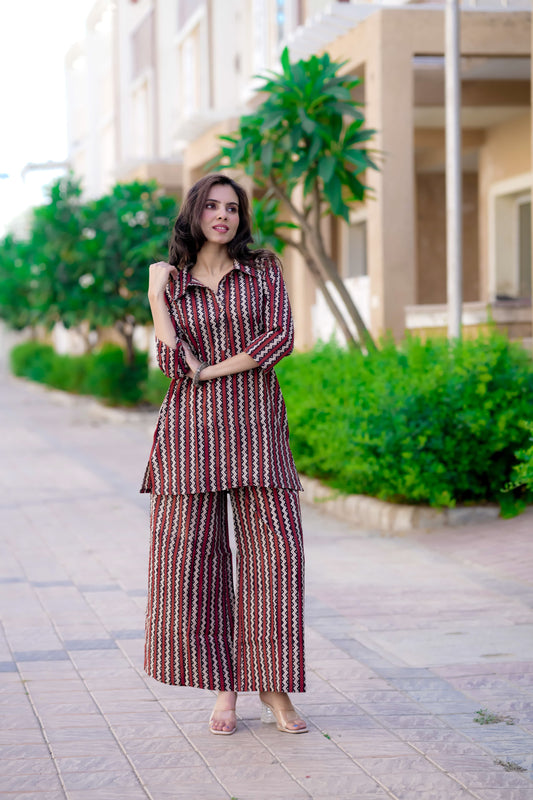 Bagru Handblock Printed Kurti Plazo