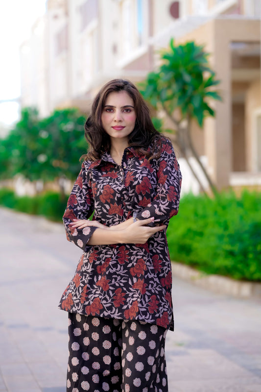 Bagru Handblock Printed Kurti Plazo