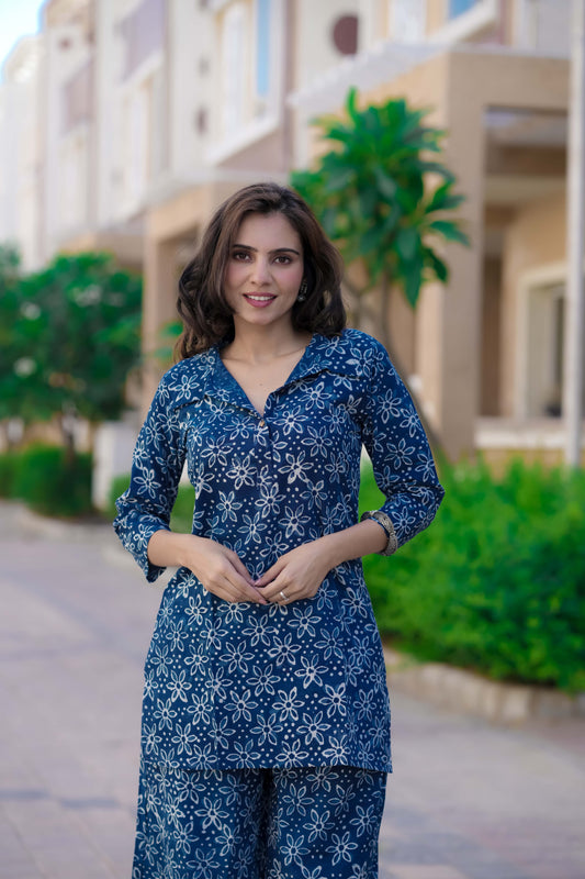 Bagru Handblock Printed Kurti Plazo