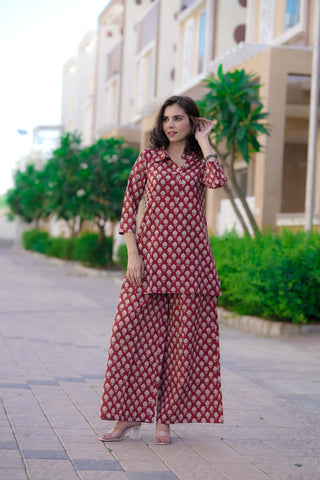 Bagru Handblock Printed Kurti Plazo
