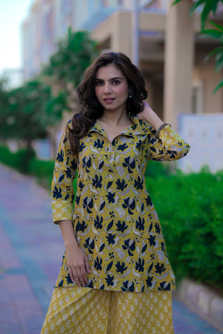 Bagru Handblock Printed Kurti Plazo