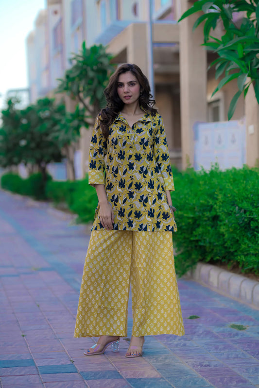 Bagru Handblock Printed Kurti Plazo