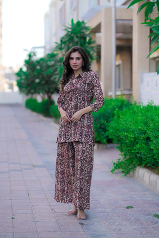 Bagru Handblock Printed Kurti Plazo