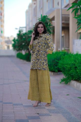 Bagru Handblock Printed Kurti Plazo