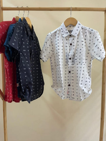Classic Kannada Alphabet Cotton Shirt For Boys